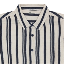 BIRKHOLM Muslin Skjorte Natur Beige & Navy Blå